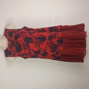 Abercrombie & Fitch Flirty Flapper Red & Blue Drop Waist Floral Sleeveless Dress